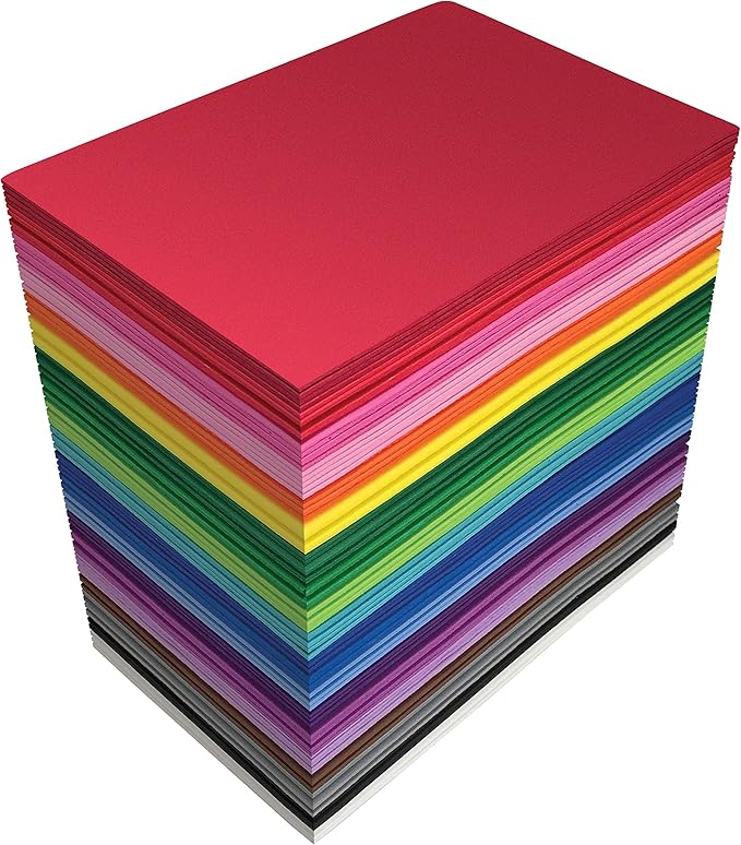 Better Office Products 100 Pack EVA Foam Sheets, 5.5 x 8.5 Inch, Assorted Colors (20 Colors), 2mm Thick, for Arts and Crafts, 100 Sheets