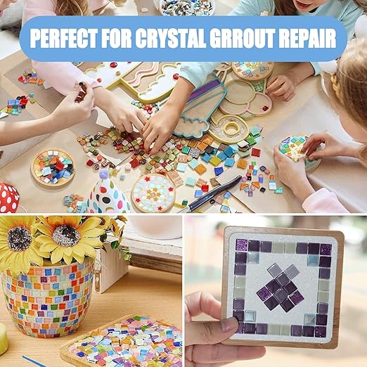 Mosaic Crystal Grout – Ultimate Grouting Solution & DIY Craft Essential for Mosaic Tile Projects, Handmade Art, & Home Decor (12.3oz)