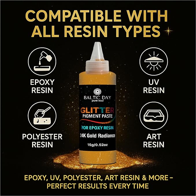 50 Color Glitter Pigment Paste for Epoxy Resin, Mica Metallic Resin Pigment Set, Epoxy Dye Paste & High Concentration Mica Powder for Epoxy Art, Jewelry, Tumblers, Coasters & Crafts