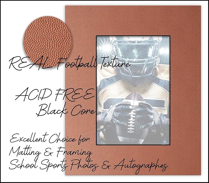 8x10 Mat Bevel Cut for 5.5x8.5 Photos - Acid Free Football Texture Precut Matboard - For Pictures, Photos, Framing - 4-ply Thickness