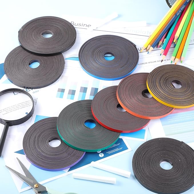Magnetic Tape Roll Thin Strips, 0.39 Inch x 66 Feet Magnetic Board Dividers Whiteboard Graphic Decorative Tape Marking Line for Classroom Office Art Accessories(Blue)