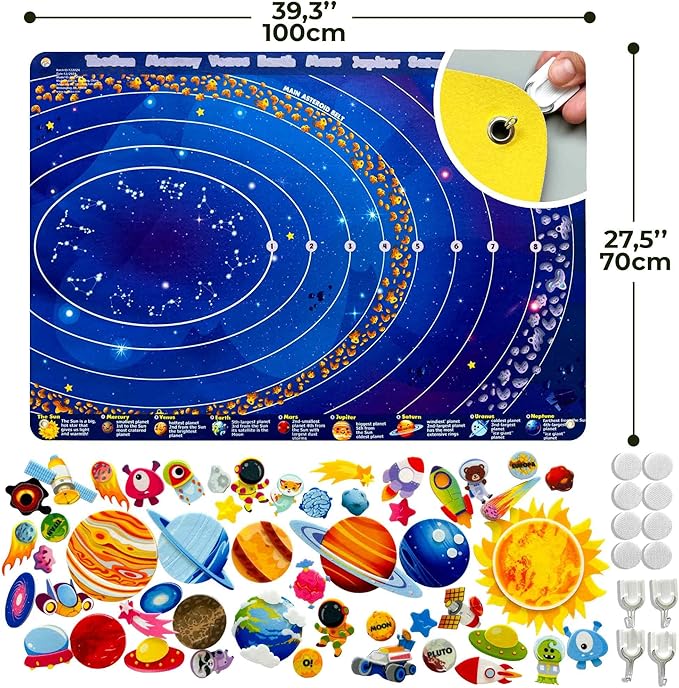 QUOKKA Space Felt Board for Kids 3-5 Years Old - Social Emotional Preschool Learning Activities for Ages 3-5 - Educational Flannel Toy Speech Therapy Gift