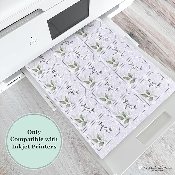 Cardstock Warehouse Diamond Print Inkjet Glitter - Premium White Glitter Cardstock Paper – 15 Sheets, 8.5 x 11" - 104 lb/280 GSM for Inkjet Printing, Die-Cutting, Card Making, Crafts, and DIY Projects