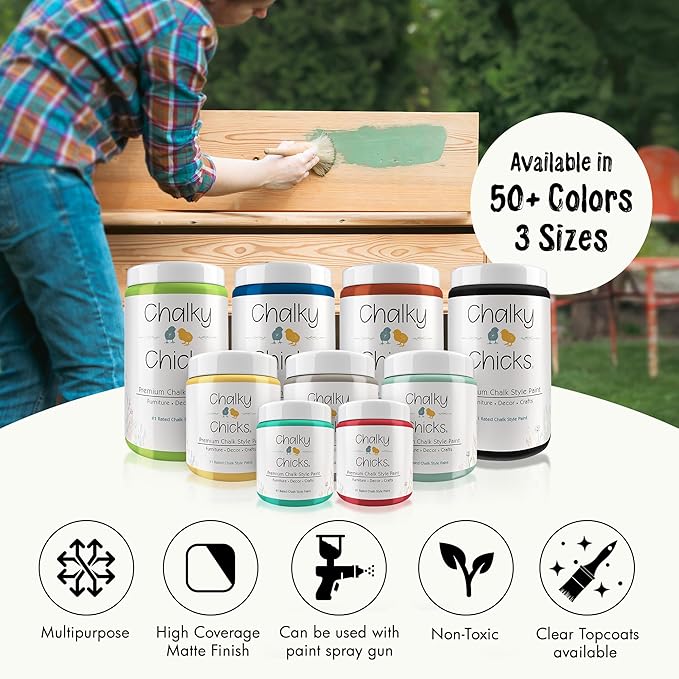 Chalky Chicks All-in-One Chalk Paint for Furniture or Cabinet - 32 Fl Oz - Matte Finish Buttermilk (White) for Metal, Wood Furniture Paint - No Sanding All-in-One for Home Decor & Crafts, USA Made