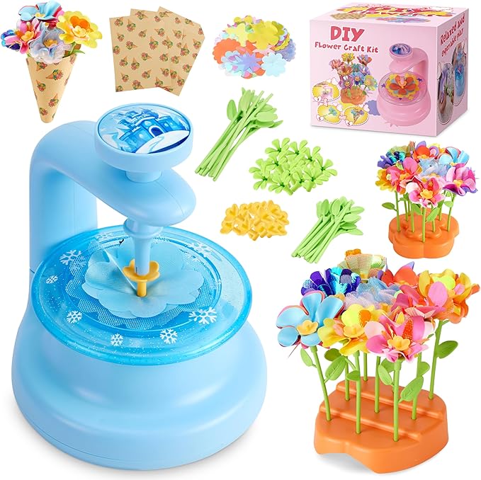 Hamdol DIY Flower Bouquet Kit for Boys and Girls Ages 4-8, Fabric Arts & Crafts Toy for Kids 5 6 7 8, Educational STEM Activity Set, Creative Gift Idea for Birthday, Christmas, or Holiday