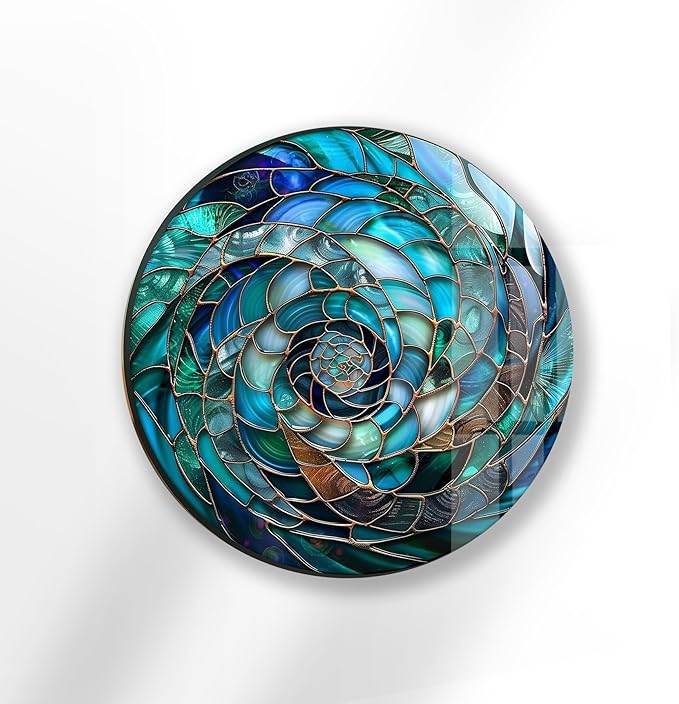 My Photostation.com 27.5''(70cm) Diameter Ocean Vortex Spiral Round Glass Wall Art Tempered Glass Printing Wall Decor Large Wall Art Wall Hangings