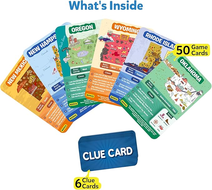 Skillmatics Guess in 10 States of America, Educational Travel Toys, Christmas Stocking Stuffers for Boys, Girls, and Kids Who Love Card Games, Geography and History, Gifts for Ages 8, 9, 10 and Up