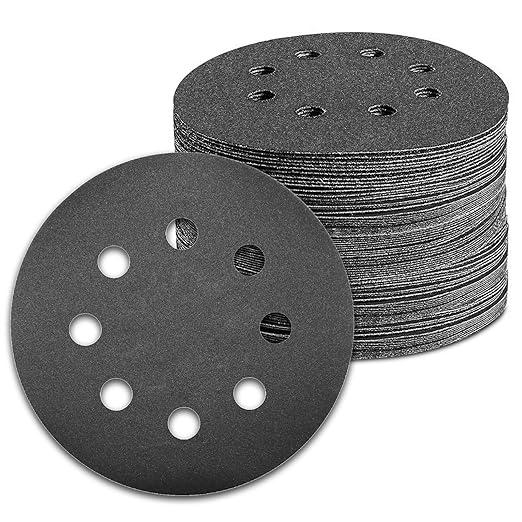 100 Pcs 5 inch Wet Dry Sanding Discs Grit 800 Hook and Loop 8 Hole Silicon Carbide Orbital Sander Sandpaper