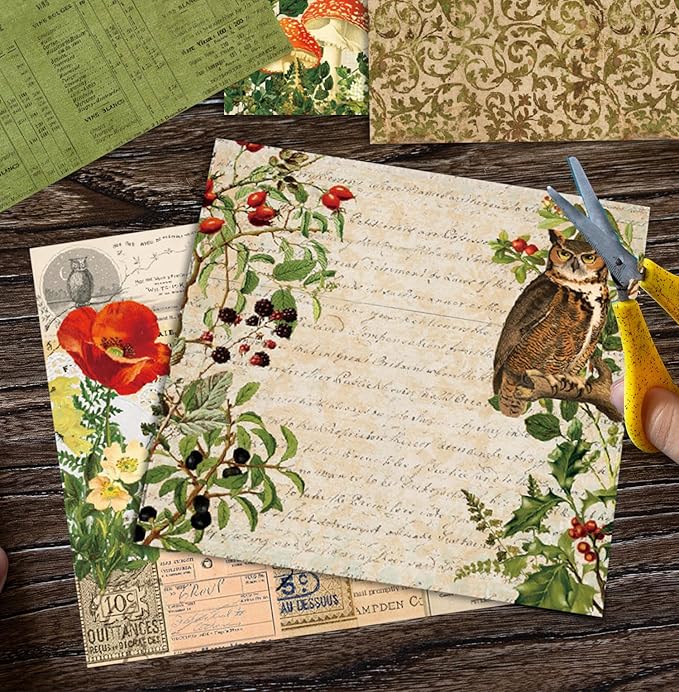 YASMEN Scrapbook Paper Pad 6x6, Vintage Patterned Cardstock, Single-Sided Decopodge, DIY Decorative Craft Paper, Scrapbooking Junk Journal Gift Card Making Supplies - 24 Sheets