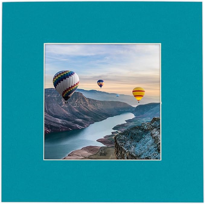 6x8 Mat for 8x10 Frame - Precut Mat Board Acid-Free Show Kit with Backing Board, and Clear Bags Teal Blue 6x8 Photo Matte Made to Fit a 8x10 Picture Frame Matboard for Framing, Pack of 100 Mats