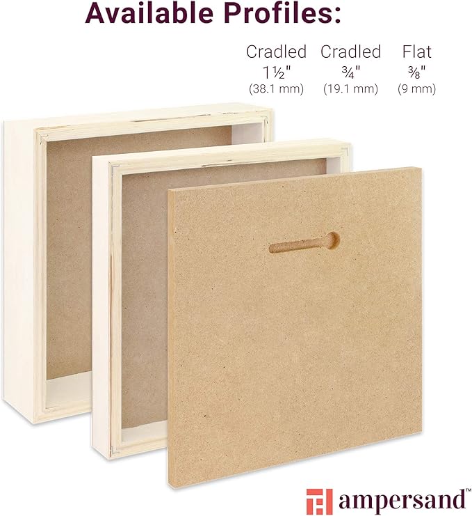 Ampersand Art Supply Wood Gesso Art Painting Panel: Canvas Texture, 1.5 Inch Cradle, 5" x 5"