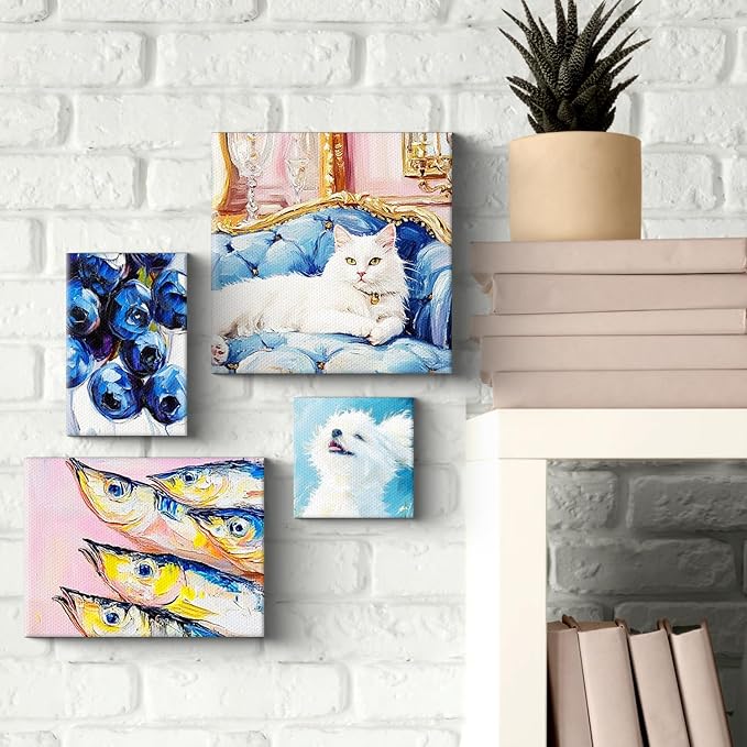 PHOENIX 8x8 Inch 6 Pack Artist Canvas - Small Square Stretched Canvases for Painting - 3/4 Inch Profile, 100% Cotton 11 Oz. Gesso Primed White Blank Professional Canvas Oil & Acrylic Paints