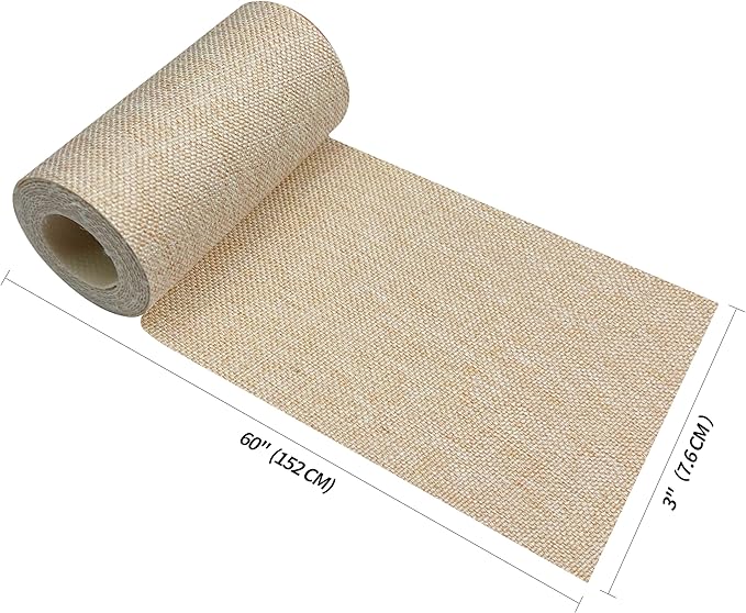 KING MOUNTAIN Linen Fabric Iron-on Repair Patch, Inside&Outside Fabric Repair Patch, 3"x60" with Backing Glue Linen Repair Decorative Patch kit (Light Beige)