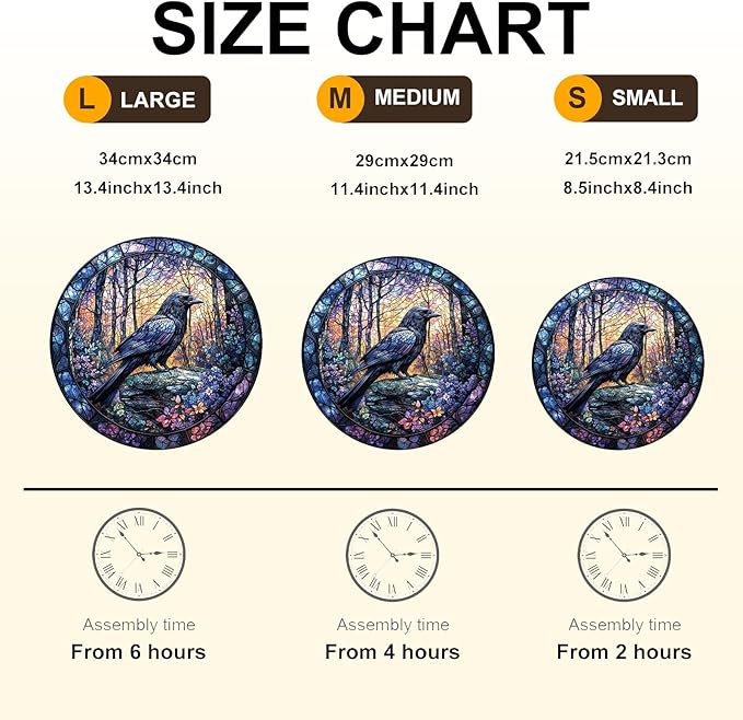 Wooden Puzzles for Adults, Wooden Jigsaw Puzzles, Exquisite Raven Puzzle, Gifts for Family or Friends for Any Holiday.（11.4 * 11.4 in 200pcs）