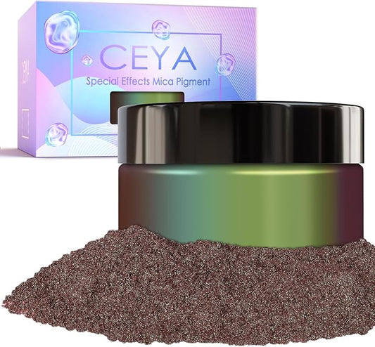 Ceya Chameleon Mica Powder, 1.8oz/ 50g Elven Eye Chrome Nail Powder, Cosmetic Grade Pearlescent Effect Color Shift Pigment for Epoxy Resin, Makeup, Nail Polish, Soap Dye, Candle Making, Craft