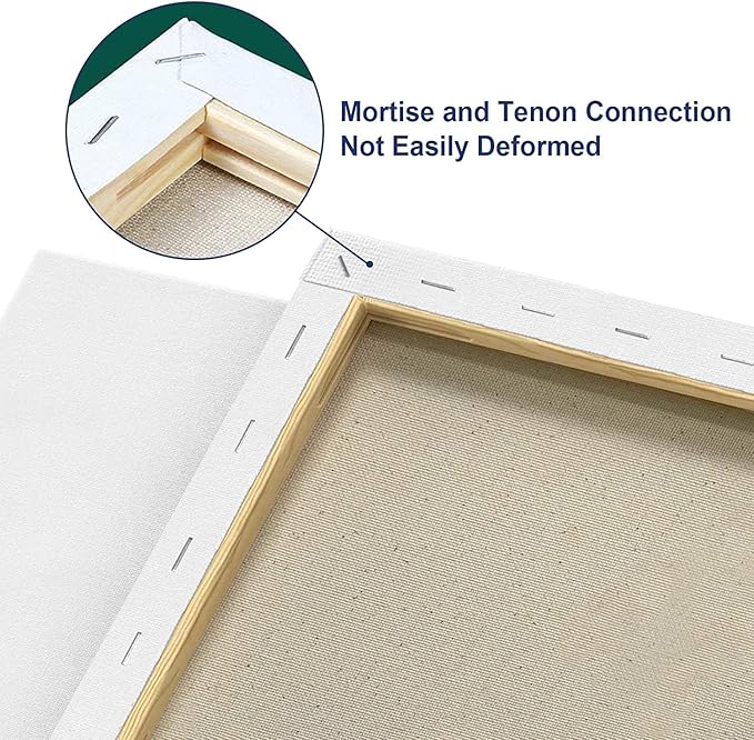 Stretched Canvases for Painting 8x10 Inch 2-Pack, 10 oz Triple Primed Acid-Free 100% Cotton Blank Canvas, Art Canvases for Oil Paint Acrylics Pouring & Wet Art Media, Pour Painting
