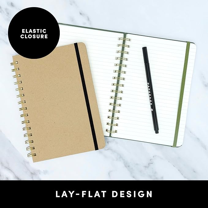 PAPERAGE Graph Paper Spiral Notebook & Journal, (Sage), 160 Pages, Medium 5.5 inches x 8 inches - 100 GSM Thick Graphing Paper, Hardcover, Double-Wire Grid Spiral Notebook