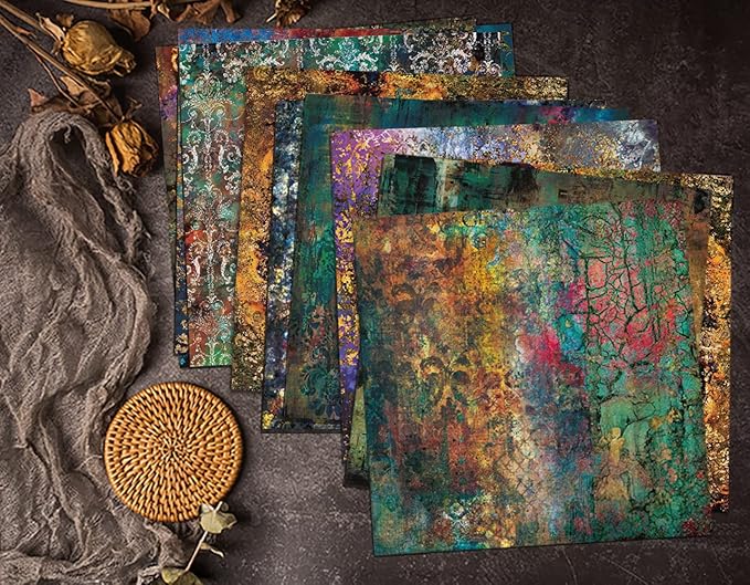 Scrapbook Paper Pad, 24 Sheets Mixture Colored Paper, 6"×6” Holiday Pattern Cardstock Paper Assorted Colors, Scrapbooking Supplies Paper for Junk Journal Craft DIY Photo Album Cottagecore Room Décor