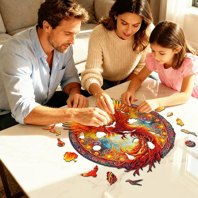 KAAYEE Wooden Jigsaw Puzzles-Wooden Puzzle Adult Unique Shape Advanced Phoenix Wooden Jigsaw Puzzle for Adult,Fathers, Family Puzzles 11.8 * 10.9in 200pcs