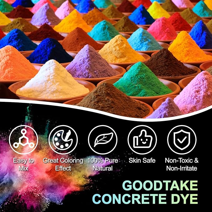 GOODTAKE Concrete Pigment, Blue Iron Oxide Pigment Powder, Concrete Cement Dye Color Pigment for Brick, Tile, Clay, Lime, Mortar, Grout, Plaster, Paint, Bath Bombs Coloring Powder (Blue, 12 oz)