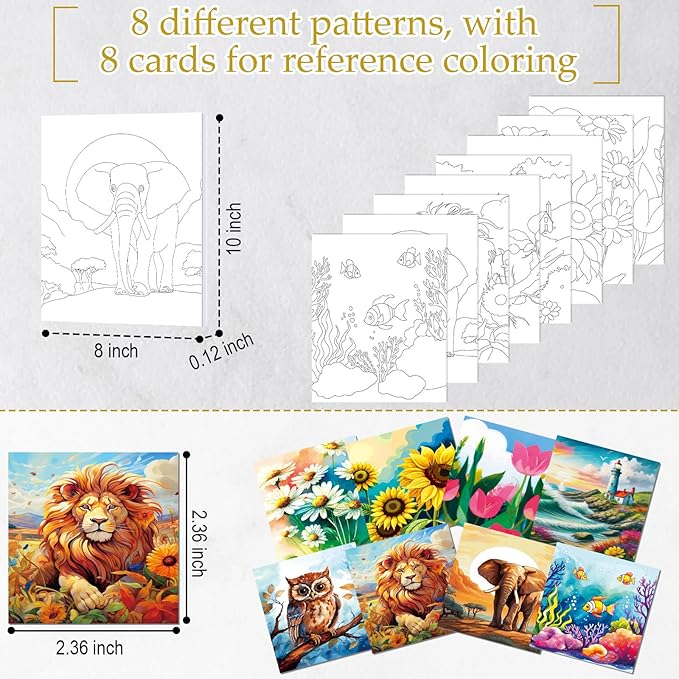 Cholemy 36 Pcs Paint and Sip Kit for Adults 8''x10'' Pre Drawn Canvas for Painting DIY Afro Acrylic Painting Kit Wood Easel Brushes Date Night Bulk for Christmas Party Gifts(Plants Animals)