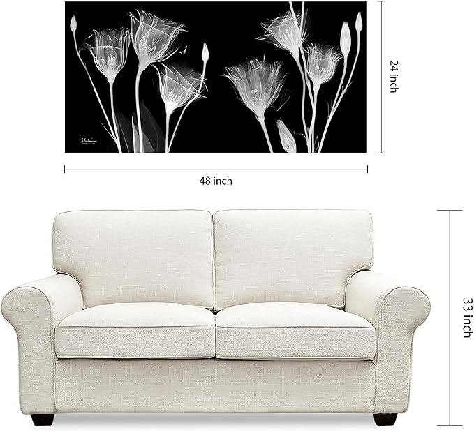 Empire Art Direct Frameless Free Floating Tempered Glass Panel Graphic Flower Wall Art Ready to Hang, 24" x 48", Gentian X-ray