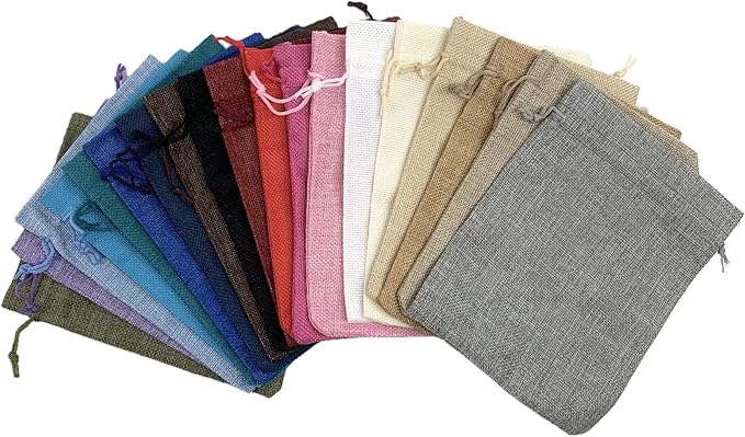 Palmhomee Gift Bags, Pack of 20 Burlap Drawstring Linen Jewelry Pouches, Hessian Jute Bags for Birthday, Jewelry, Treats, Party Favors, Art & DIY Craft (6x8 Inch, Mixed Colors)