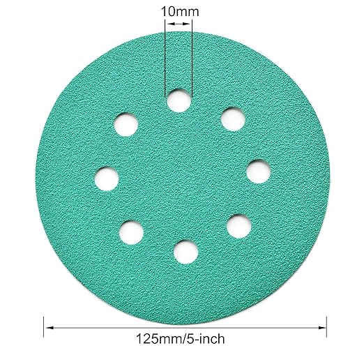 5-Inch 8-Hole Wet Dry Sanding Discs 80 Grit, Polyester Film Backed Heavy-Duty Hook and Loop Sandpaper for Random Orbital Sander, 50-Pack