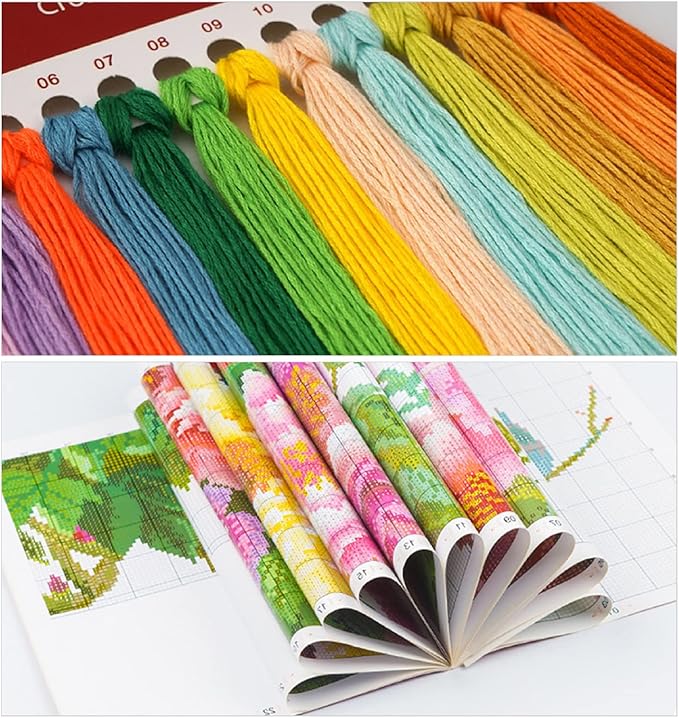 Foxhool Beginners Cross Stitch Kits Stamped Full Range of Embroidery Kits for Adults DIY Cross Stitches kit Embroidery Patterns for Needlepoint kit-Magic Castle 18x18 inch