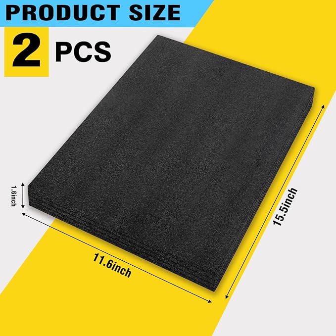 Black Customizable Polyethylene Foam Sheets, 2PACK 12 x 16 x 1.5INCH Thick Padding for Cases & Crafts