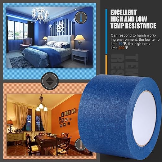 Lichamp Wide Masking Tape 3 inches, 2 Packs Blue Painters Tape Blue Masking Paper, 3 inches x 55 Yards x 2 Roll
