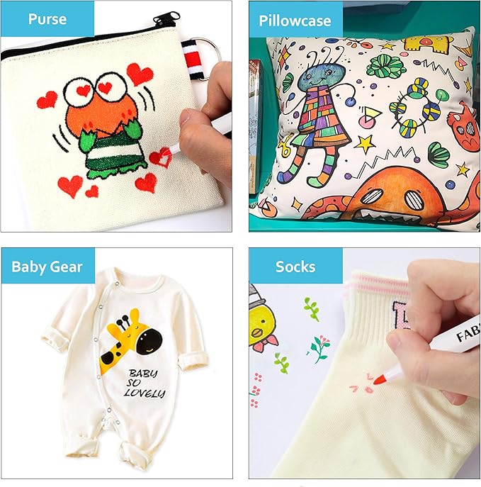 Fabric Markers, Lelix 36 Colors Permanent Fabric Pens for Writing Painting on T-Shirts Clothes Sneakers Canvas, Child Safe & Non-Toxic for Kids Adults