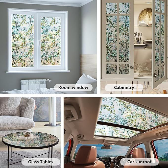Finnez Window Privacy Film 3D Static Cling Window Film, No Glue Heat Control & 96% UV Blocking for Home Office, Decorative Frosted Glass Cover 29.5 Inch x 6.5 Feet