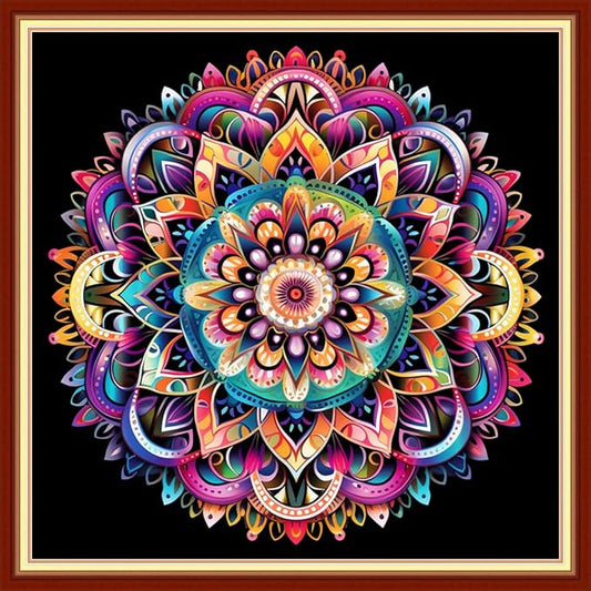 DMCVIVR Stamped Cross Stitch Kits for Adults Beginners Embroidery Kits 11CT Needlepoint Kits Cross Stitch Patterns Embroidery Patterns&Magic Mandala 18x18 inch