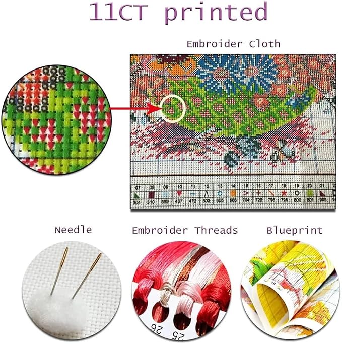 Dooxvey Cross Stitch Kits for Adult Beginners - Full Range of Stamped Kits, Needlepoint & Embroidery Kits - 11CT Cross Stitch Patterns: Cats Admiring The Moon - 16x20 inch