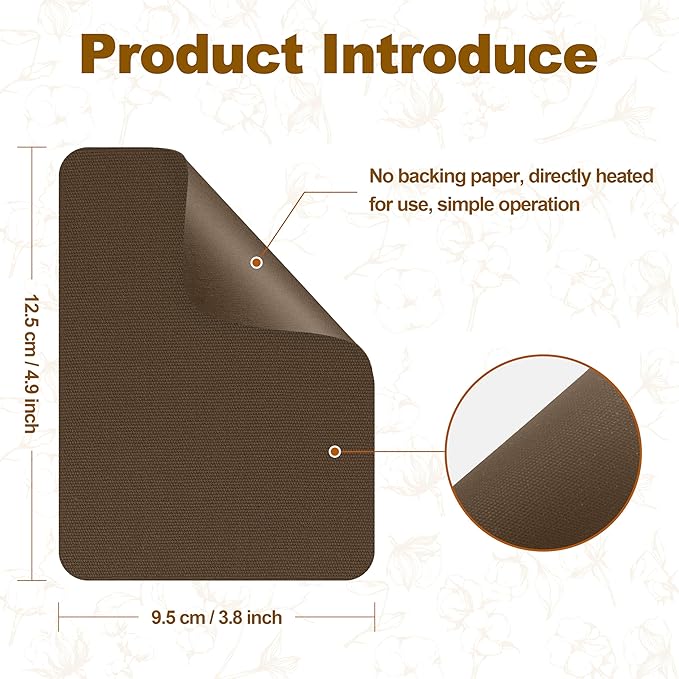 Iron on Patches, 8 Pieces Iron on Canvas Patches, Fabric Patches for Couch, Tent, Clothing, Seat, Canvas Repair Decorating Kit 3.7" by 4.9" (9.5 cm x 12.5 cm, Brown)
