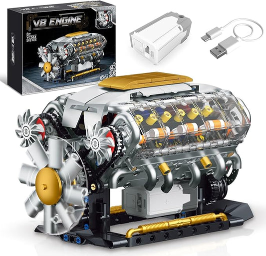 V8 Engine Building Kit for Adults, Build Your Own MOC Mini V8 Engine Model Toy for Display, Compatible with Lego Car Set, STEM Building Project for Teens & Kids Boys 8-14 (692 PCS)