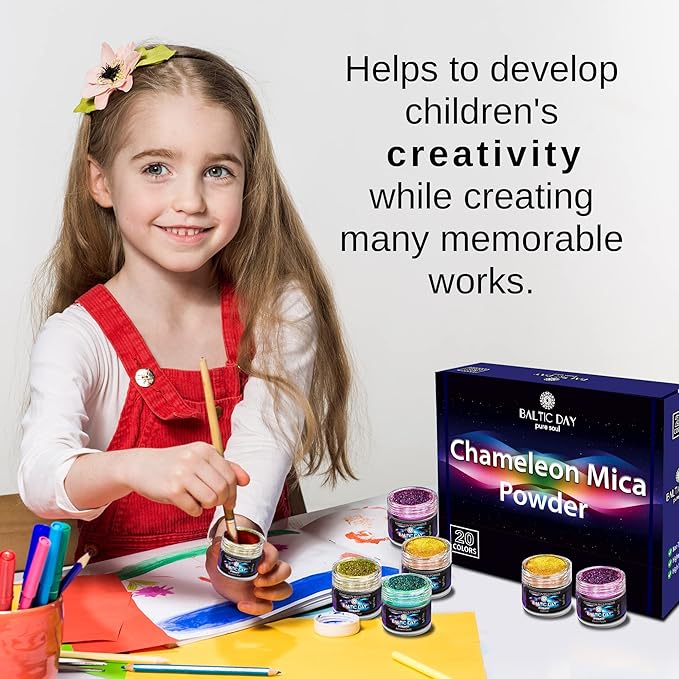 BALTIC DAY - Chameleon Mica Powder, 16 Jars of Color Shift Mica Powder Set - Epoxy Resin Color Pigment - Chameleon Powder - Holographic Mica - Resin Pigment