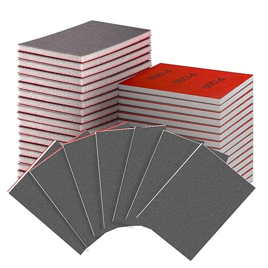 30-Pcs 3x4 Inch 1200 Grit Sanding Sponge Set, Soft Foam Hand Sanding Blocks, Ultra-Fine Wet/Dry Sandpaper for Wood, Metal, Drywall, Furniture Polishing