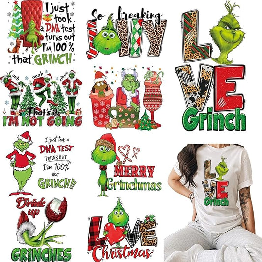 Christmas Iron on Decals Transfer, Funny Christmas Heat Transfer Stickers Iron on Patches for Clothes T-Shirts Pillow Cover Hoody Bag Xmas DIY Craft Supplies Vinyl Stickers