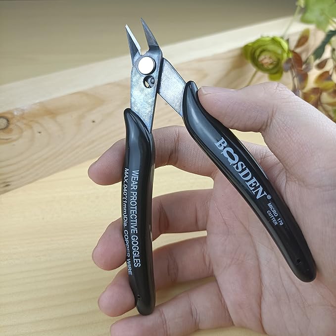 170 Wire Cutters, 10 Pack, Flush Cut Pliers 5 Inch, BOOSDEN Micro Wire Cutters Diagonal Cutting Pliers, Flush Cutter for Jewelry Making, Wire Snips Nippers for Artificial Flowers, Crafts, Zip Ties