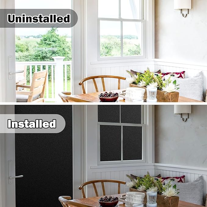 rabbitgoo Blackout Window Film, Sun Heat Blocking Privacy Cover for Glass, Removable Opaque Room Darkening Dark Black Out Window Covers Tint Shades for Home Day Sleep Light Blocker 23.6 x 118.1 Inches