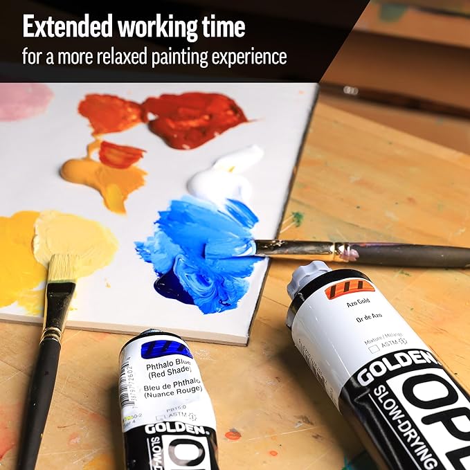 OPEN Slow-Drying Acrylics by GOLDEN, Cerulean Blue Chromium, 5 fl oz. tube, Professional Acrylic Paint, Semi-Transparent
