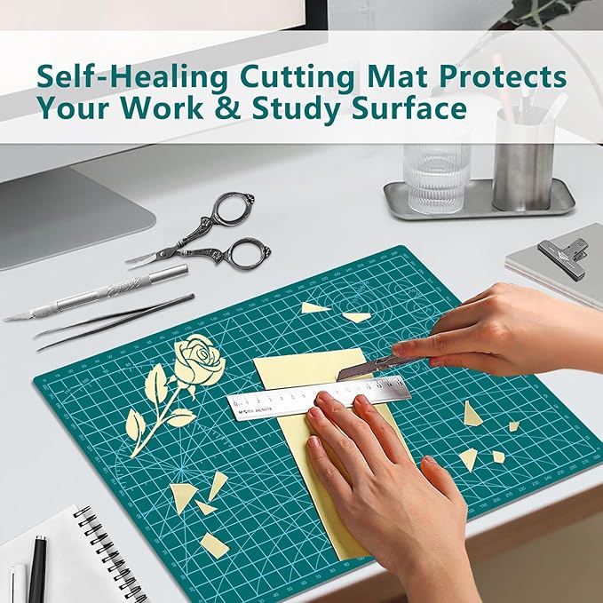 Cutting Mat 8in6in Self Healing Cutting Mat Size Double Sided 5-Ply Rotary Sewing mat for Crafts Fabric Quilting Hobby Art Clay Precision Scrapbooking Project, A5, Sky Blue 4PCS