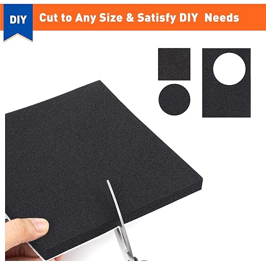 MAGZO 5Pcs Adhesive Foam Padding 1/8 in Thick X 12 in X 8 in,Closed Cell Foam Sheets Neoprene Rubber Self Stick Pads Anti Vibration Pads,Black (12in x 8in x 1/8in, 5Pcs)