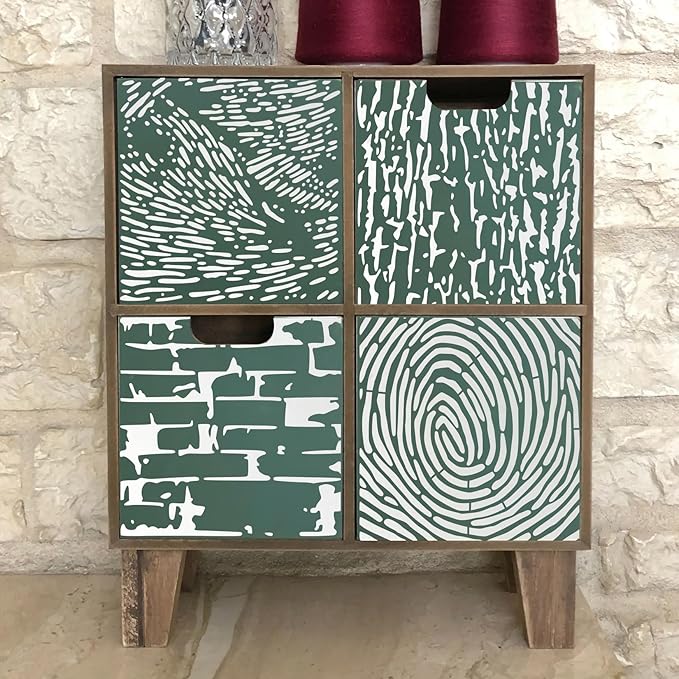 8 Pieces Abstract Geometry Texture Brick Stencils for Painting Wood Grain Mixed Crackle Marble Stencils Spray Paint Layering Stencil Templates for Furniture DIY Craft
