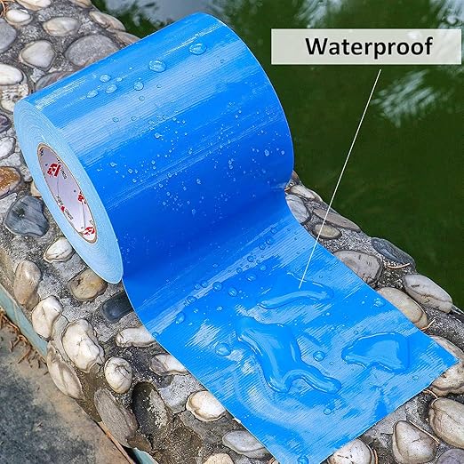 BOMEI PACK 6" Blue Duct Tape,Wider Roll,6 Inches x 60 Yards,9 Mil Thick Heavy Duty,Waterproof,Flexible,No Residue and Tear by Hand,Multi-Use for Indoor & Outdoor Repairs