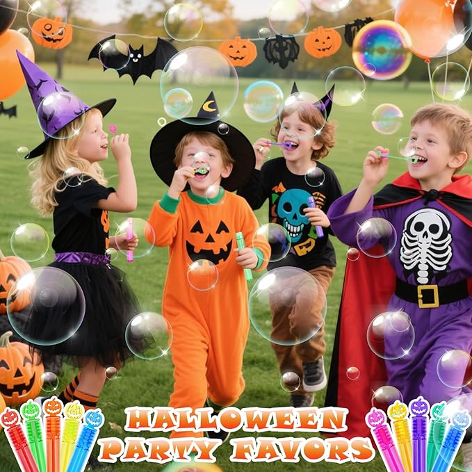 500 Piece Halloween Party Favor Bubbles, Halloween Bubble Wands Bulk for Kids Party Favor Supplies, Trick or Treat Goodie Bags, School Classroom Game Rewards, Halloween Miniatures