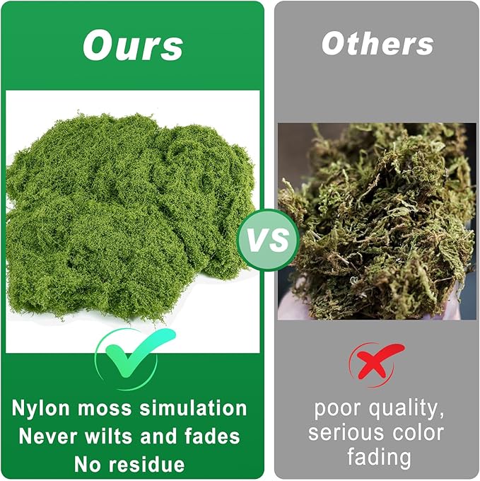 Fake Green Moss for Potted Plants, 10.6OZ Moss Decor Artificial Faux Moss for Crafts Preserved Moss for DIY Decorative Moss Table Centerpieces Decor Fairy Garden Floral Wedding (300g) (Dark Green)
