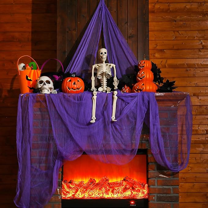 Boao Halloween Cheese cloth 39.37 x 393.7 Inch Purple Cheesecloth Roll for Crafts Large Cotton Muslin Gauze Fabric for Halloween Outdoor & Indoor Spooky Decoration